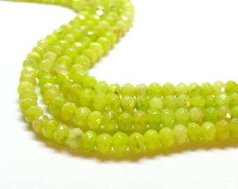 H11E316 Lot 1/2 strand of approximately 56 Faceted Rondelle Beads 2 by 4 mm Dyed Malaysian Jade color 41