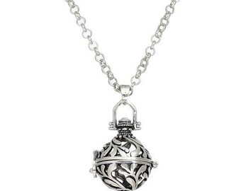 PS1177467 PAX 1 long necklace 80.5cm Cage Bola Leaf, Coral for PREGNANCY Bola Pearl 16mm copper color Antique Silver