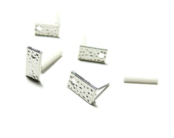 PS1194081 PAX 6 Supports de Boucle d'oreille puce RECTANGLE Martelée avec trou Argent Platine, vous obtiendrez 3 paires.