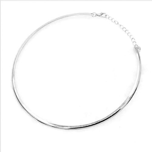 ps110111014 pax 1 rigid 4mm torque bangle necklace with metal extension chain in platinum silver color