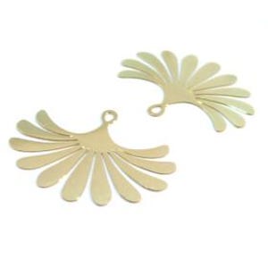 PS11898574 Set of 2 or 4 Filigree Pendant Prints Golden Fan 29 by 35 mm