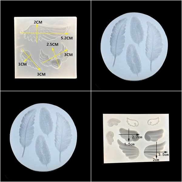 AILES ANGES, PLUMES, moule silicone pour création résine Fimo