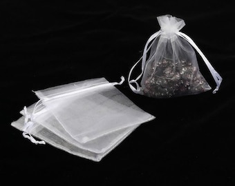 HR016 PAX 10 White Organza Pouches 9 by 12 cm for jewelry, sweets