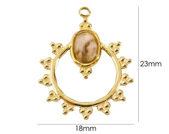 BU112310121648293587 PAX 1 Boho Pendant 18 by 23mm with faceted Feldspar, in 304 Stainless Steel Gold finish REF3