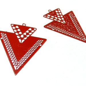 Lot 4 Geometry double TRIANGLE pendant prints of 40mm 4 COLORIS of your choice PS110146622