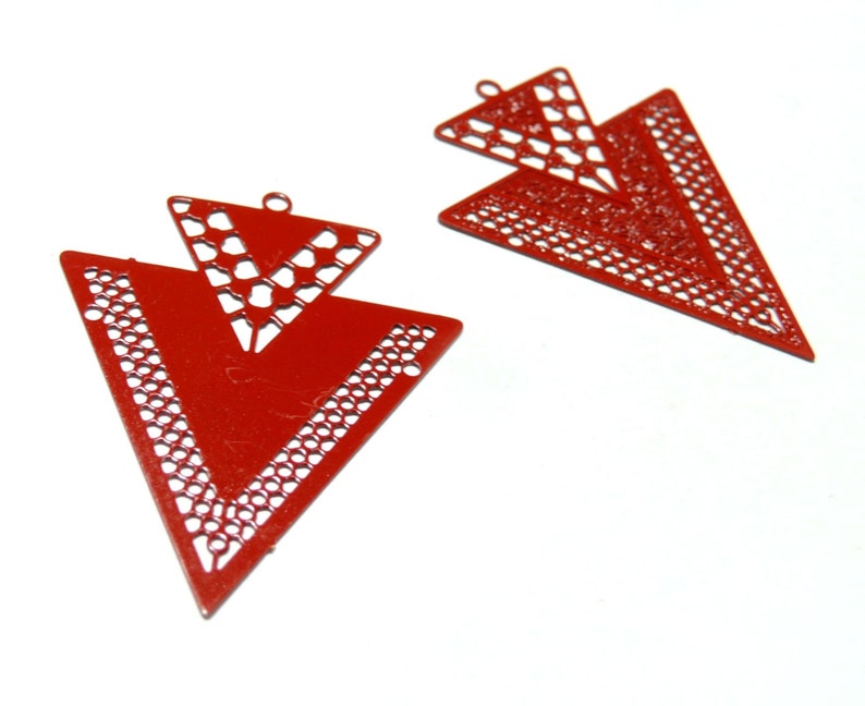Lot 4 Geometry double TRIANGLE pendant prints of 40mm 4 COLORIS of your choice PS110146622
