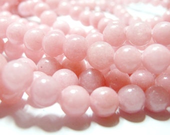 Lot of 1 strand of approximately 90 Pink tinted jade beads 4mm REF A