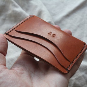 Slim card/cash wallet with free personalisation Tan