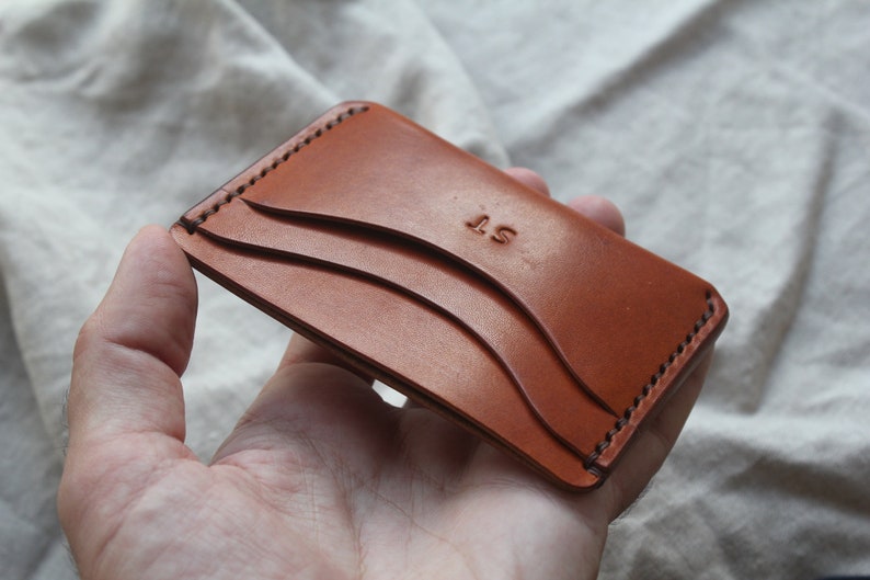 Slim card/cash wallet with free personalisation Tan