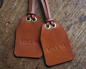 Personalised Luggage Tag, handmade from vegetable tanned leather