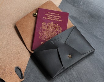 Stitchless Leather travel wallet, passport wallet with free personalisation