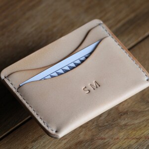 Slim card/cash wallet with free personalisation Natural