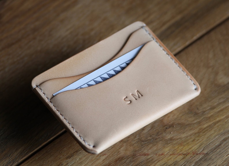 Slim card/cash wallet with free personalisation Natural