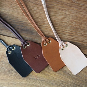 Personalised Luggage Tag, handmade from vegetable tanned leather image 4