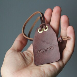 Personalised Luggage Tag, handmade from vegetable tanned leather image 2