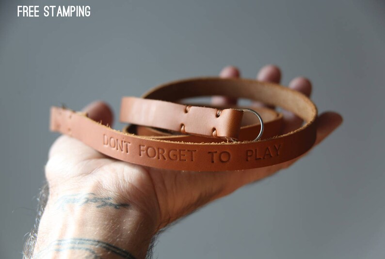 Leather camera strap personalised for free