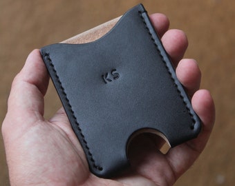 Slim leather card wallet, hand made and minimal