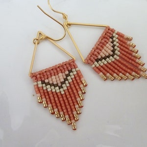 Earrings with terracotta fringes and fishing thread, boho inspired with Miyuki pearls image 4