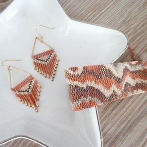 Earrings with terracotta fringes and fishing thread, boho inspired with Miyuki pearls image 7