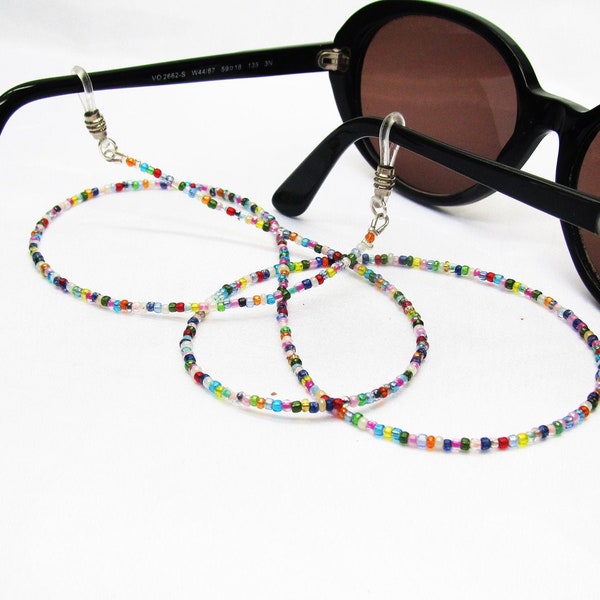 Cordon lunettes estival perles multicolores pour lunettes de soleil, cadeau mamie ou maman fait main