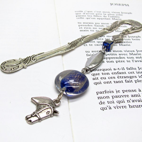 Brand-page decoration horse, horse and pearl charm, metal bookmark, original Christmas gift, woman gift, man gift