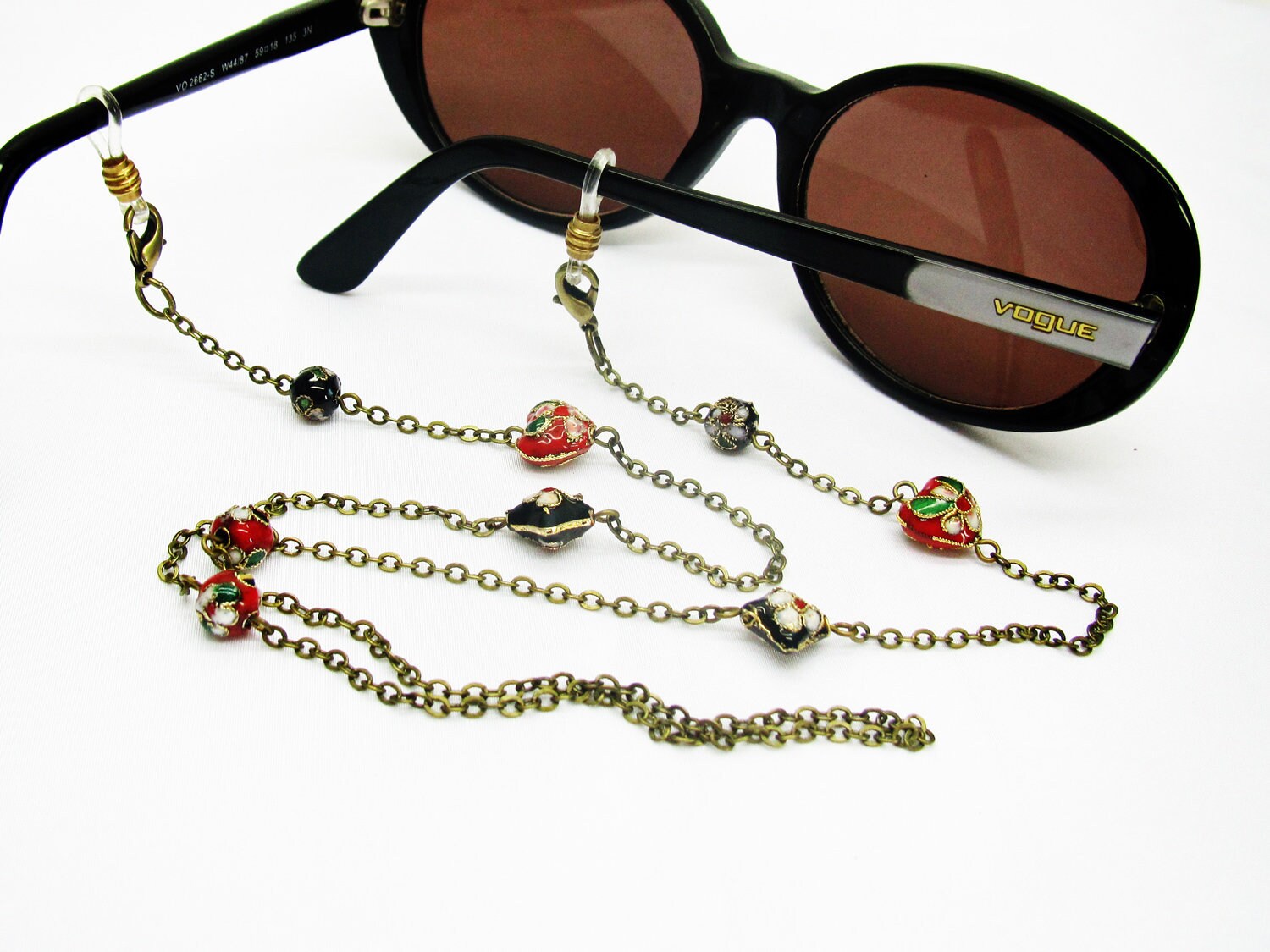 2 Chaînes Lunettes Perlées Noires - Cordon Réglable Anti-Chute - Pour Lunettes De Soleil Et Vue
