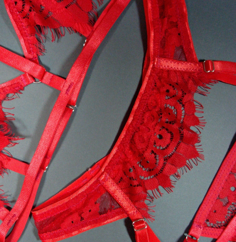 Lace garter belt Lace suspender belt Red suspender belt Black Etsy