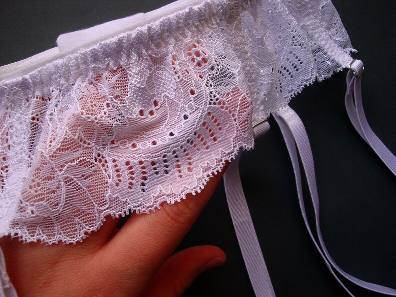 Bridal white lace garter belt Etsy