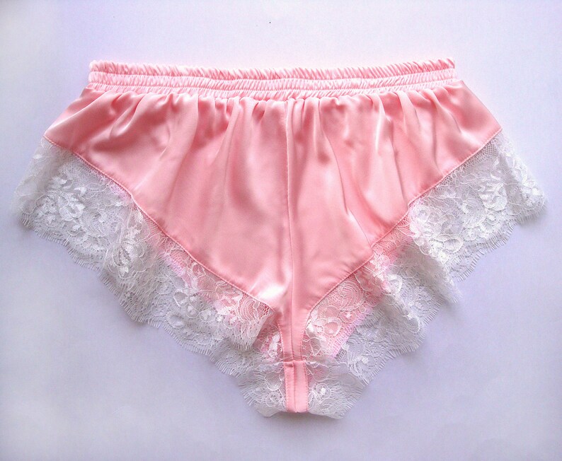Pink satin sleep shorts Sleepwear shorts Panties high Lace Etsy