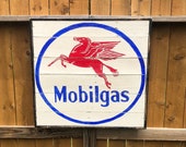 Large Rustic Mobil Gas Sign Pegasus