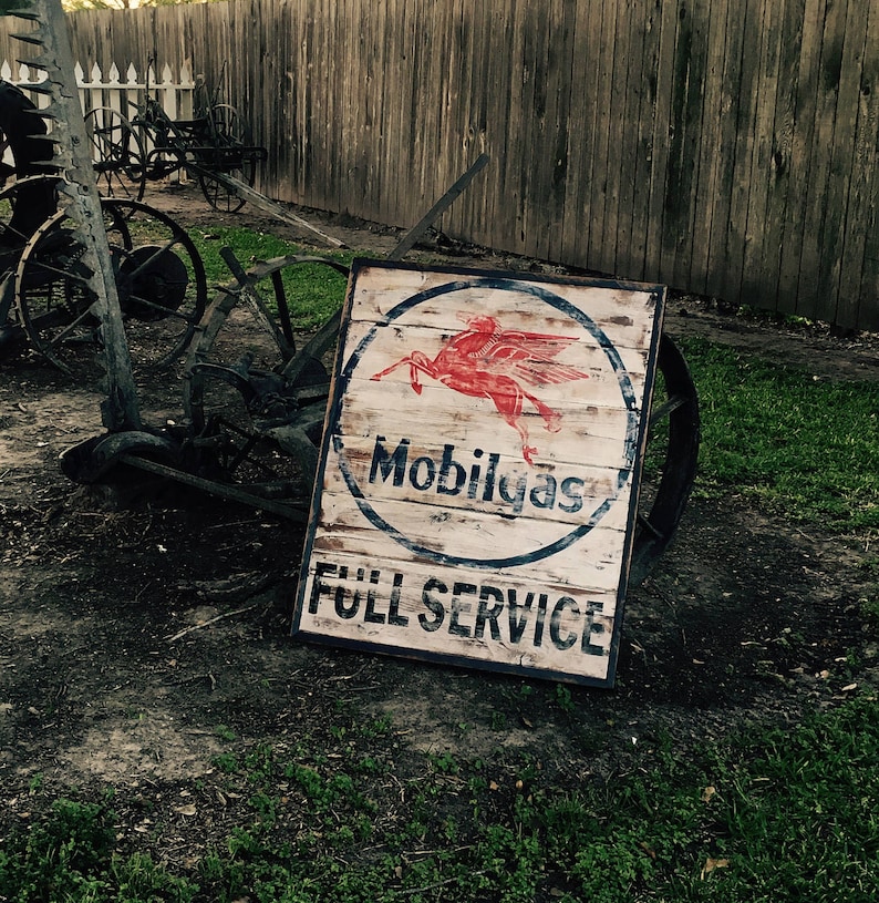 Rustic Mobil's Large Rustic Mobil Gas Sign Pegasus - Etsy