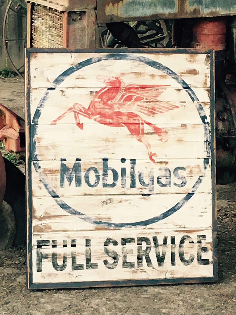 Rustic Mobil's Large Rustic Mobil Gas Sign Pegasus - Etsy