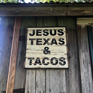 Rustic Taco Sign Rustic Farmhouse Jesus Texas & Tacos Sign - Etsy
