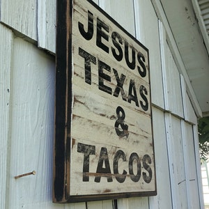 Rustic Taco Sign Rustic Farmhouse Jesus Texas & Tacos Sign - Etsy