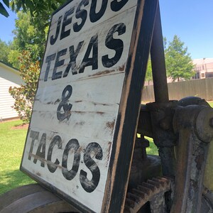 Rustic Taco Sign Rustic Farmhouse Jesus Texas & Tacos Sign - Etsy