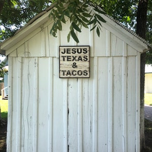 Rustic Taco Sign Rustic Farmhouse Jesus Texas & Tacos Sign - Etsy