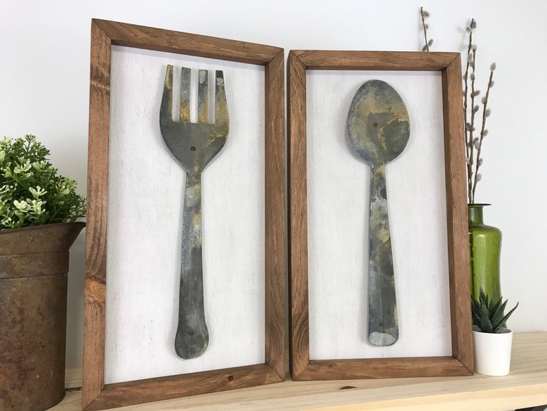 Rustic Fork and Spoon Farmhouse Sign Set Metal Sign Etsy