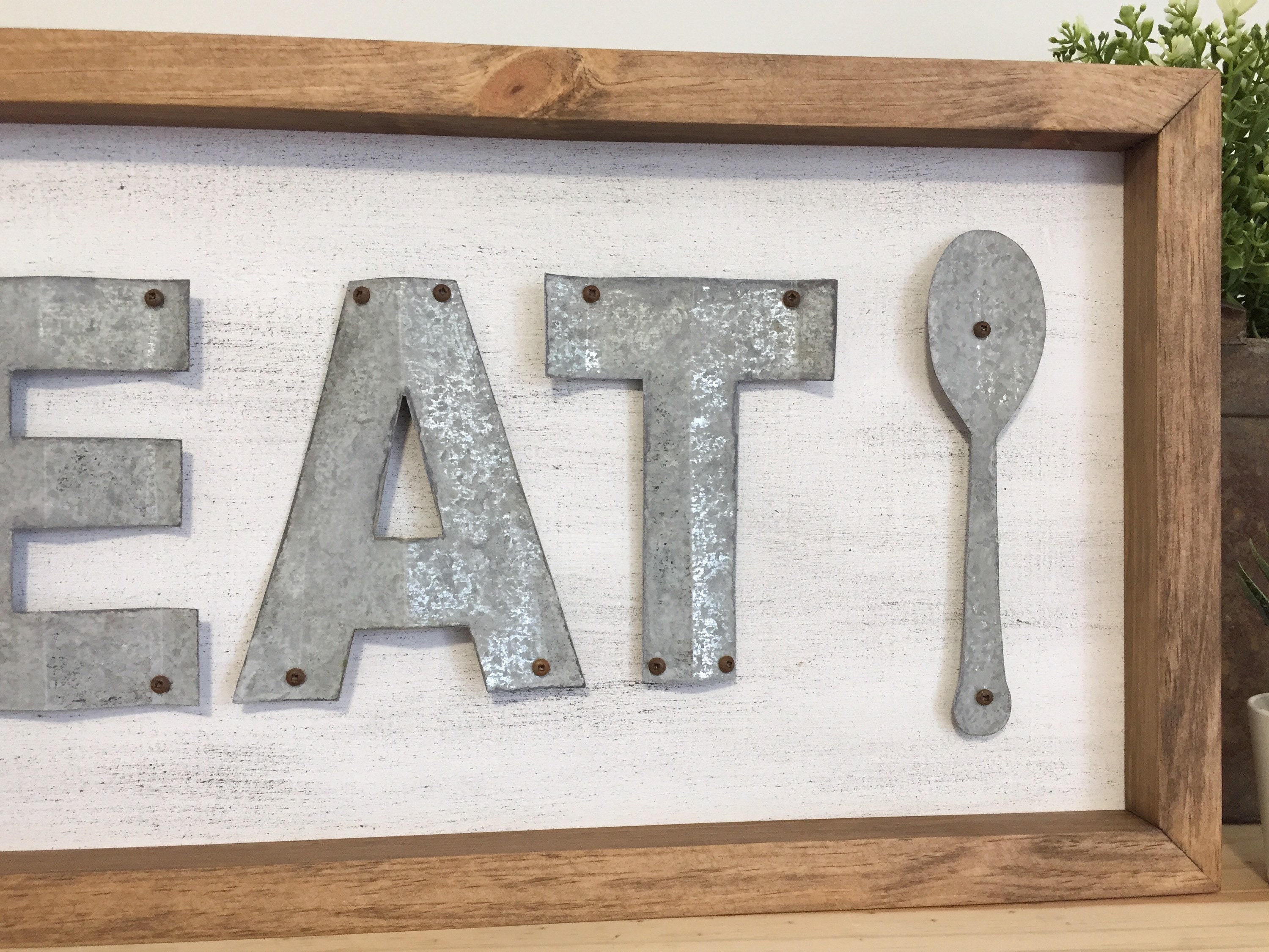 Rustic Metal eat Sign Fork & Spoon Kitchen Etsy