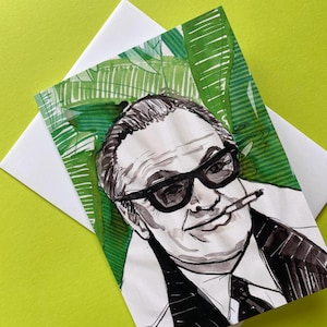 Von Jack Nicholson inspirierte Grußkarte – Coole Icon Illustration – Cigars & Sass – Filmlegende Kunstkarte | Vatertagskarte