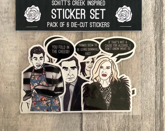 Schitt's Creek inspired Sticker Pack | set of 6 tv themed die-cut stickers