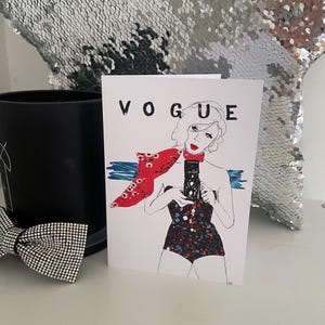 de voeux Vogue vintage | Illustré Juste parce que/Amitié | Carte de correspondance