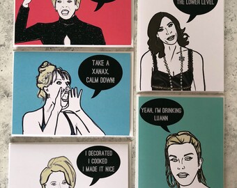 Real Housewives of New York Greetings Card Bundle | 6 Cards plus stickers and RHONY mini art print