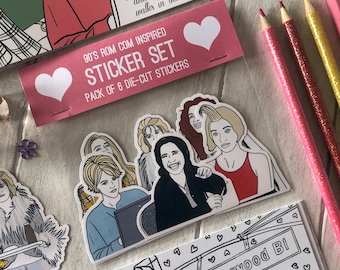 90s Rom Com Sticker Pack: Die-Cut Vinyl Movie Stickers