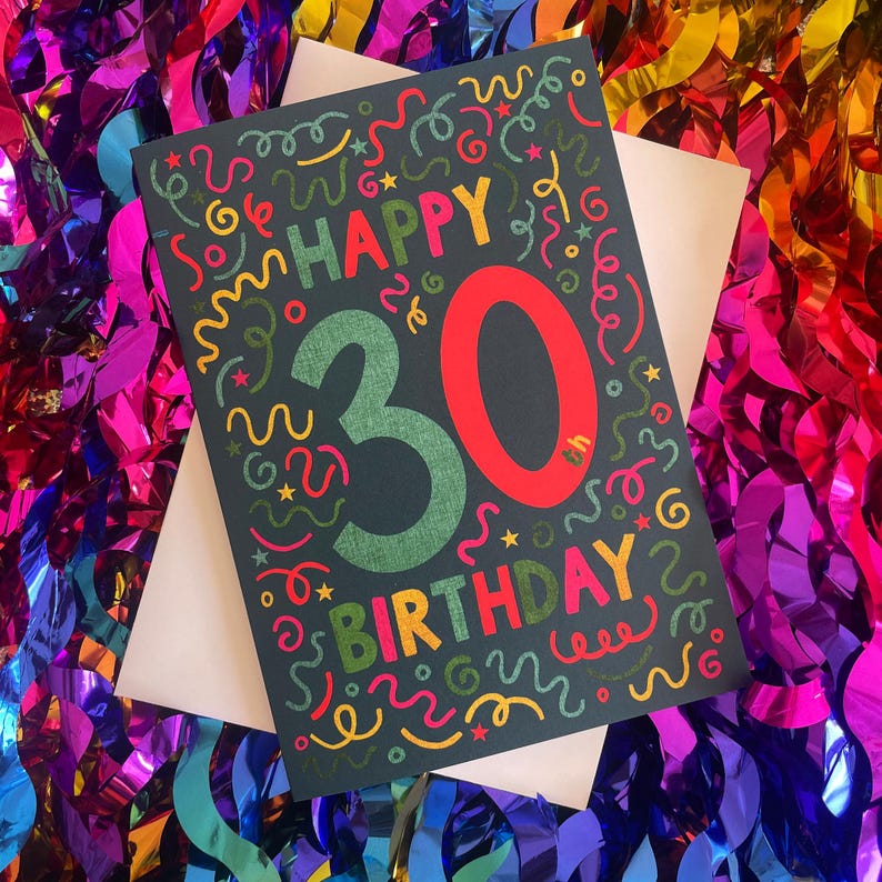 Happy 30th Birthday Confetti Card - Etsy