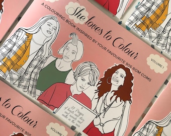 She Loves to Colour- a 90's Rom Com inspired Colouring Book- 22 pages | Birthday/Christmas Gift for her