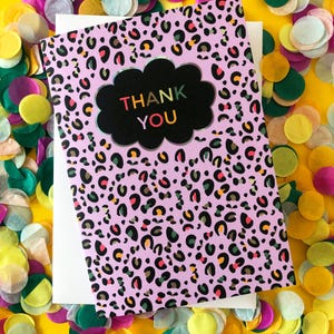 Tarjeta de agradecimiento/saludo con estampado de leopardo