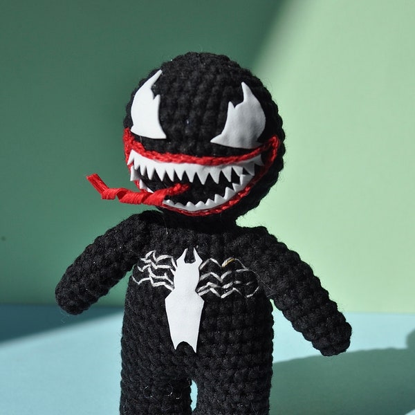 crochet PDF file pattern spider toy, superhero, supervillian Amigurumi tutorial DIY crochet venom gift Pray for Ukraine digital file support