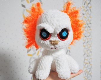 Bavovnyatko ukrainian ghost animal - fluffy and cuddly toy for emotional support. Fantasy cat crochet toy, gift for her him kid Secret Santa