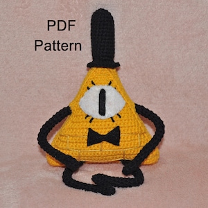 Pattern Yellow triangle, Evil triangle or just Bill, crochet PDF Pattern, Simple DIY amigurumi Cypher Pray for Ukraine digital file support image 1