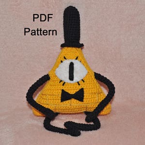 Pattern Yellow triangle, Evil triangle or just Bill, crochet PDF Pattern, Simple DIY amigurumi Cypher Pray for Ukraine digital file support image 1